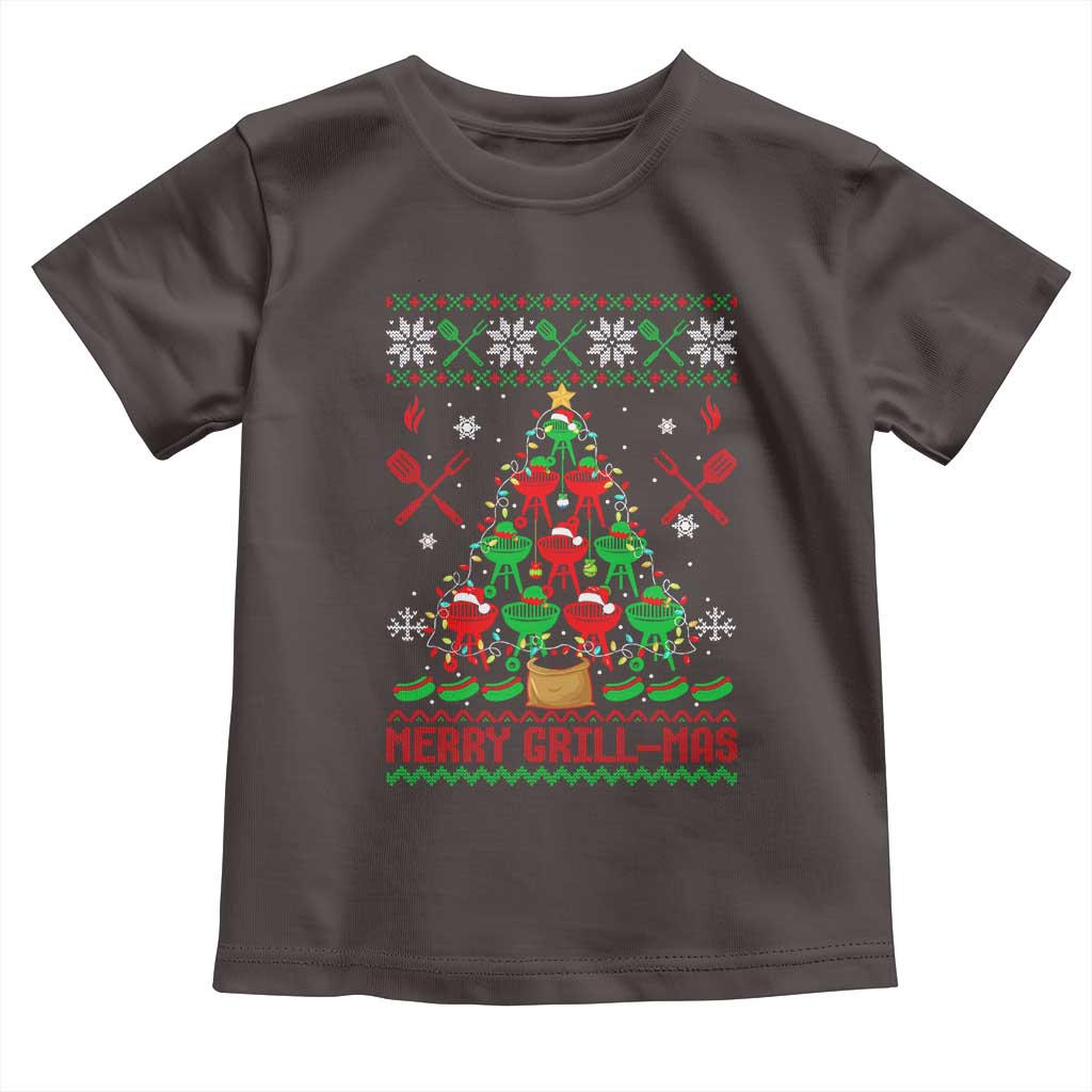 Funny Xmas Grilling Toddler T Shirt Merry Grill Mas Santa Grilling BBQ Smoking Meat
