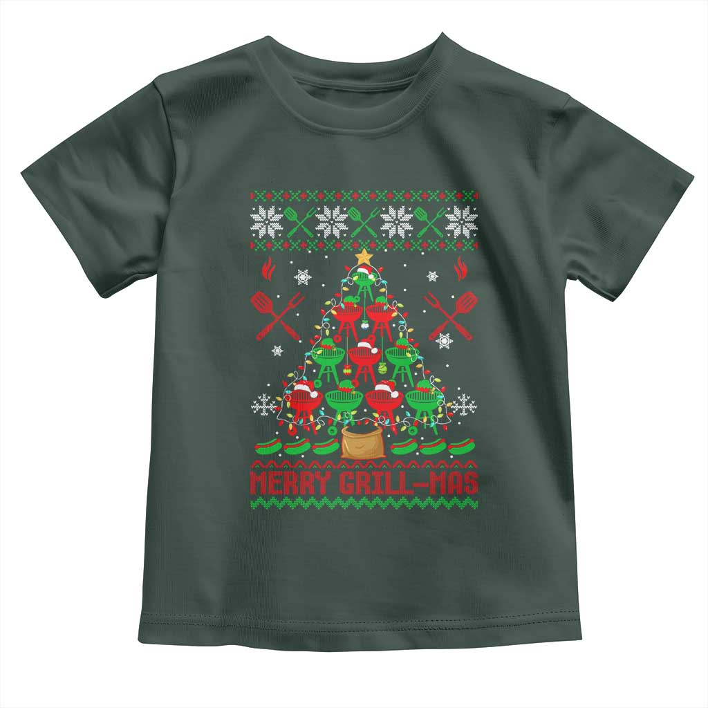Funny Xmas Grilling Toddler T Shirt Merry Grill Mas Santa Grilling BBQ Smoking Meat
