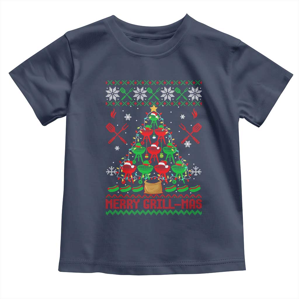 Funny Xmas Grilling Toddler T Shirt Merry Grill Mas Santa Grilling BBQ Smoking Meat