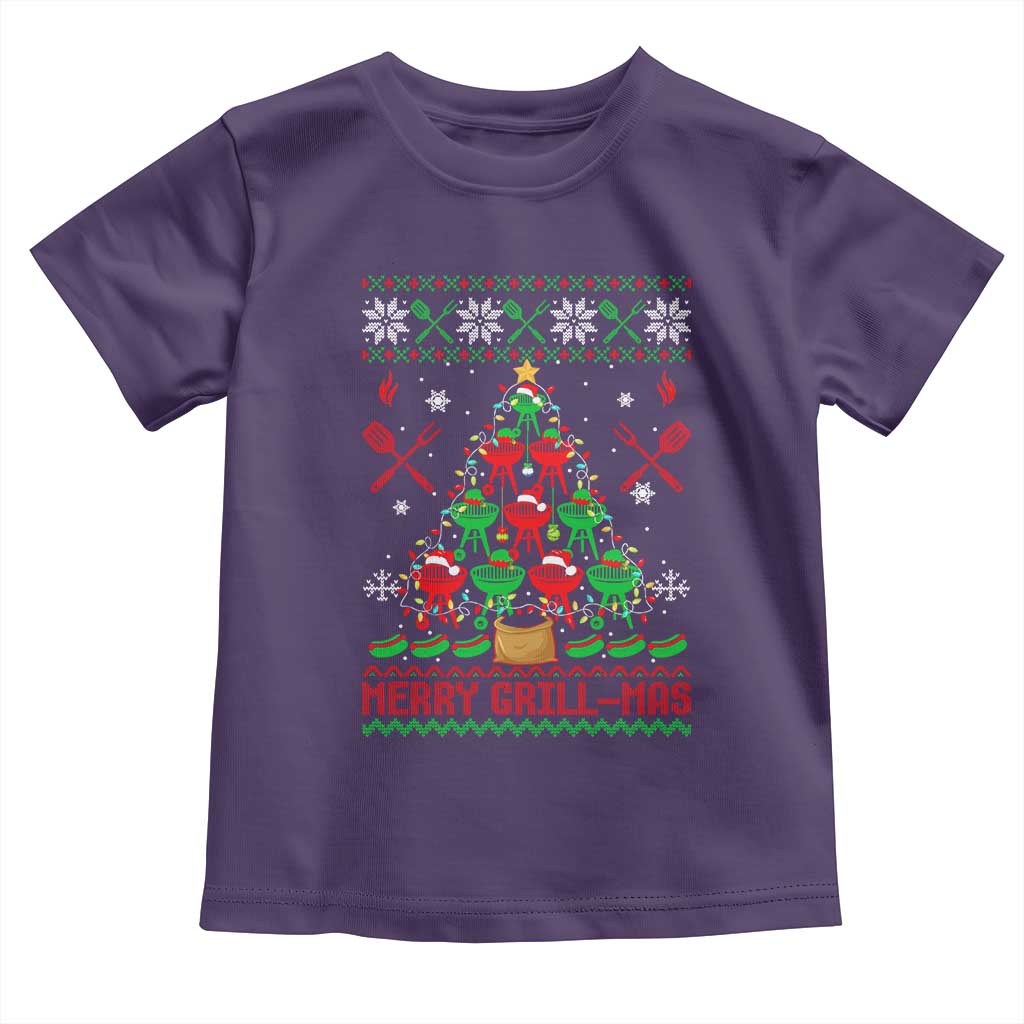 Funny Xmas Grilling Toddler T Shirt Merry Grill Mas Santa Grilling BBQ Smoking Meat
