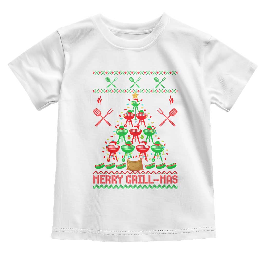 Funny Xmas Grilling Toddler T Shirt Merry Grill Mas Santa Grilling BBQ Smoking Meat