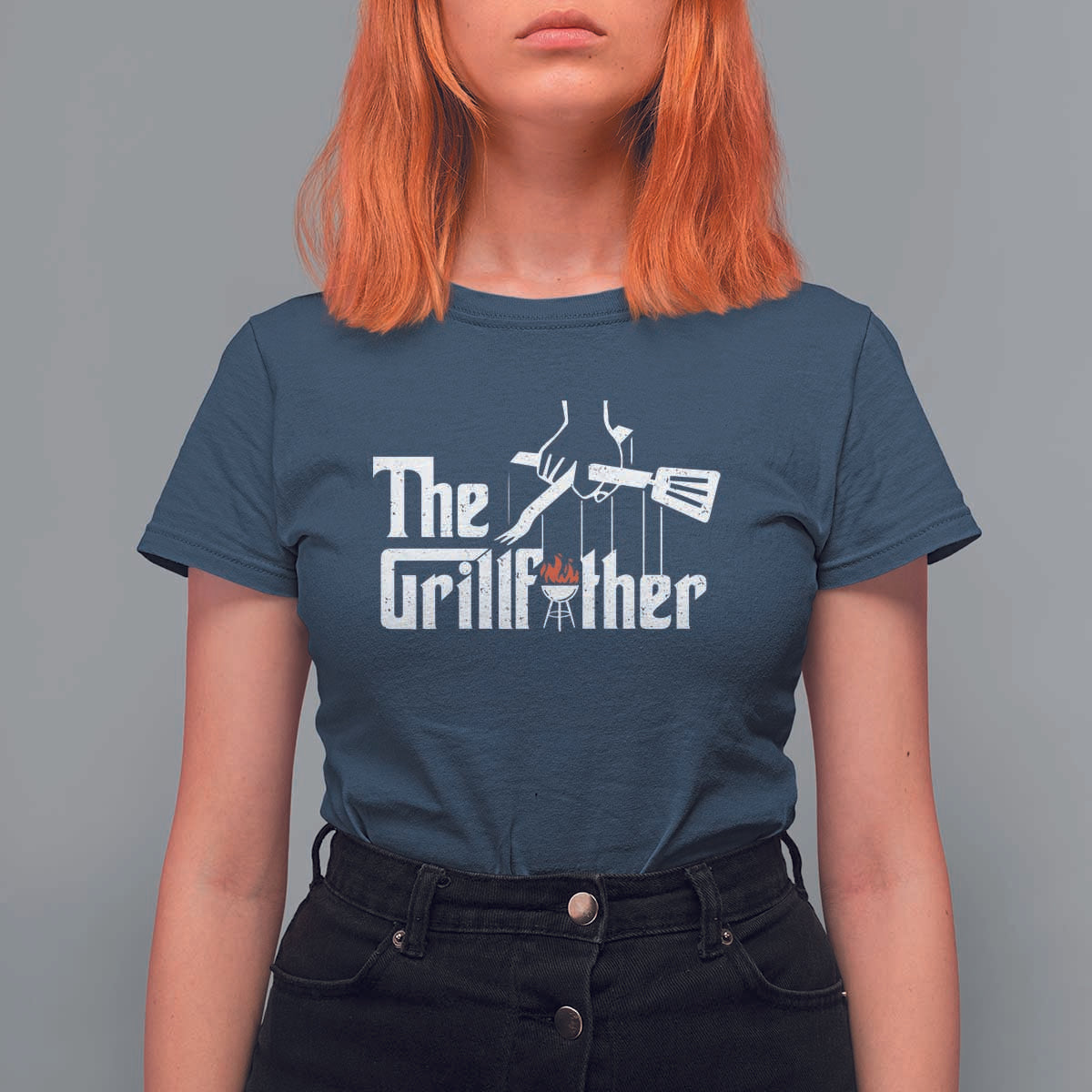 Funny Grill Dad T Shirt For Women The Grillfather BBQ Party Grilling - Wonder Print Shop