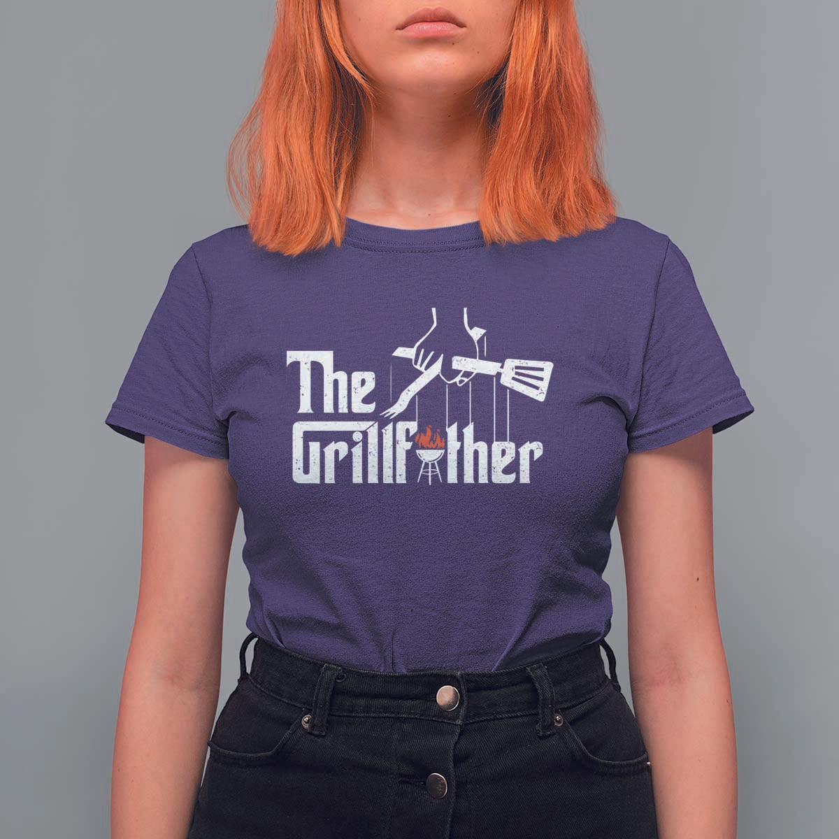 Funny Grill Dad T Shirt For Women The Grillfather BBQ Party Grilling - Wonder Print Shop
