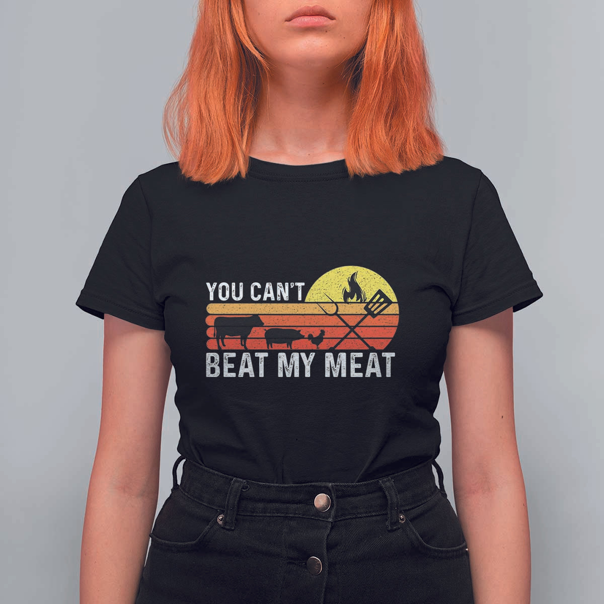 Funny BBQ Grilling T Shirt For Women You Can't Beat My Meat - Wonder Print Shop