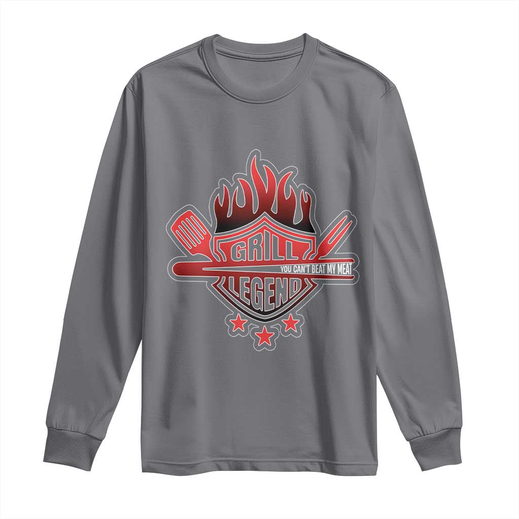 Funny BBQ Grilling Long Sleeve Shirt Grill Lelend You Can't Beat My Meat
