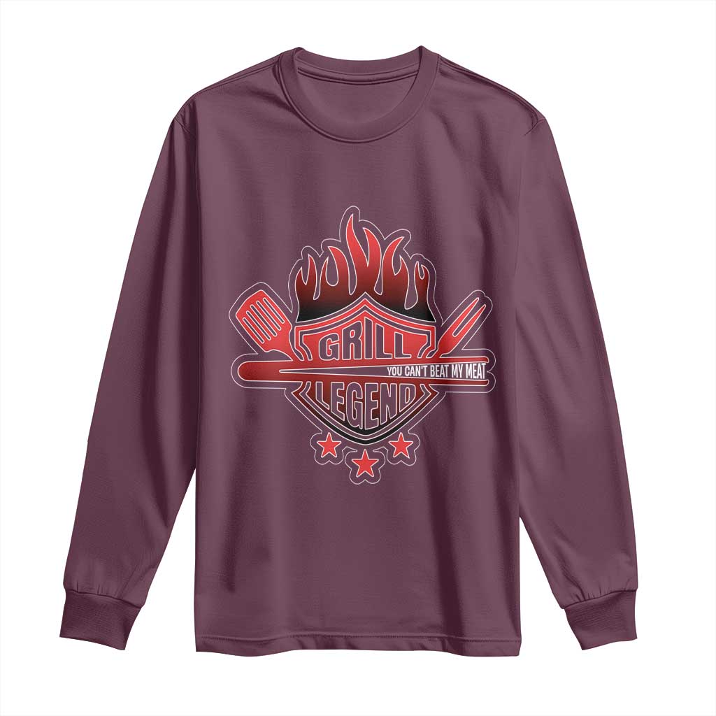 Funny BBQ Grilling Long Sleeve Shirt Grill Lelend You Can't Beat My Meat