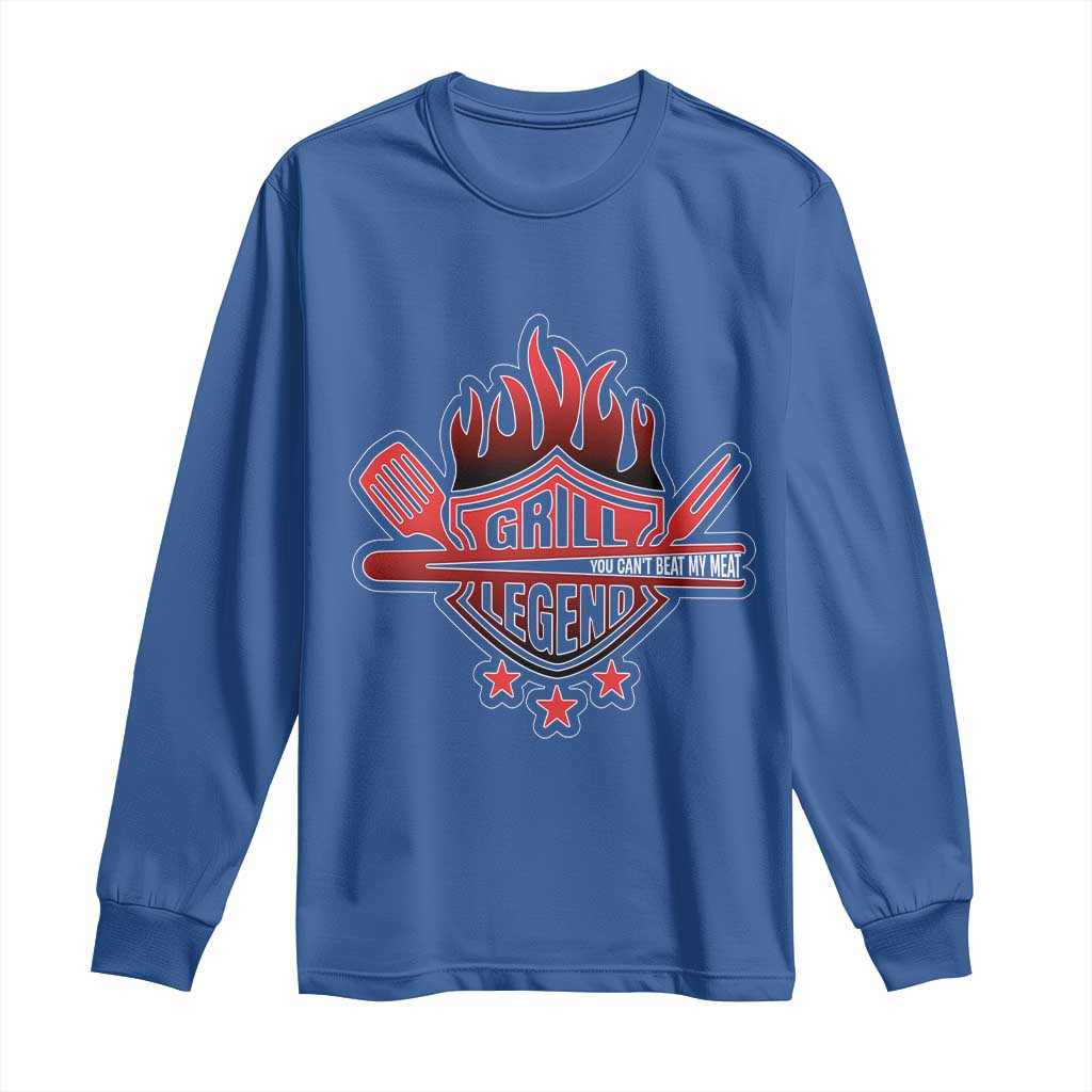 Funny BBQ Grilling Long Sleeve Shirt Grill Lelend You Can't Beat My Meat