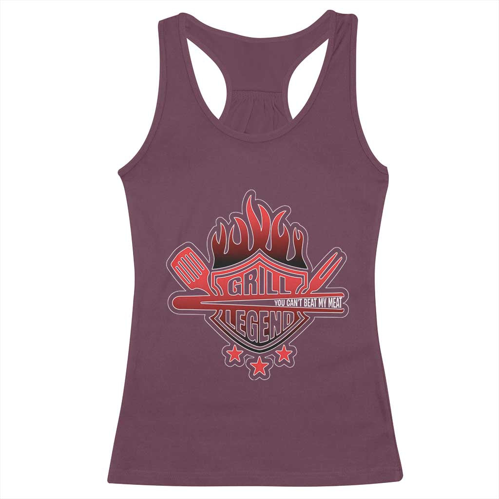 Funny BBQ Grilling Racerback Tank Top Grill Lelend You Can't Beat My Meat