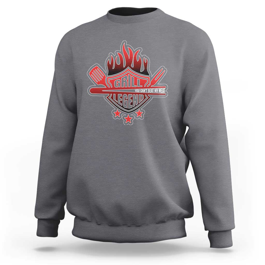 Funny BBQ Grilling Sweatshirt Grill Lelend You Can't Beat My Meat