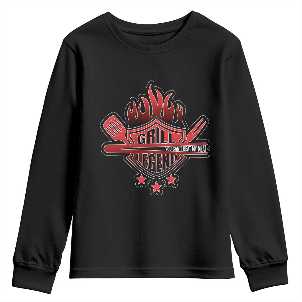 Funny BBQ Grilling Youth Sweatshirt Grill Lelend You Can't Beat My Meat