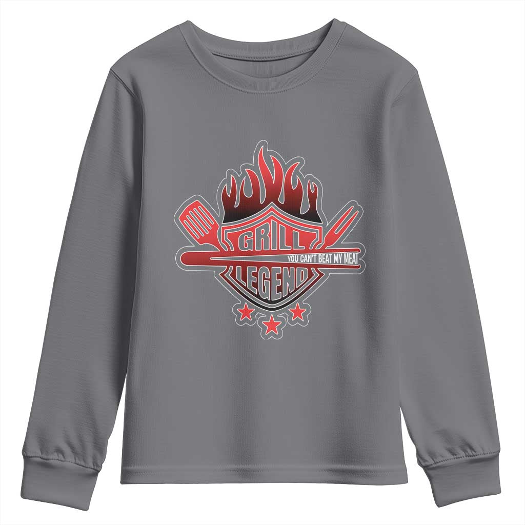 Funny BBQ Grilling Youth Sweatshirt Grill Lelend You Can't Beat My Meat