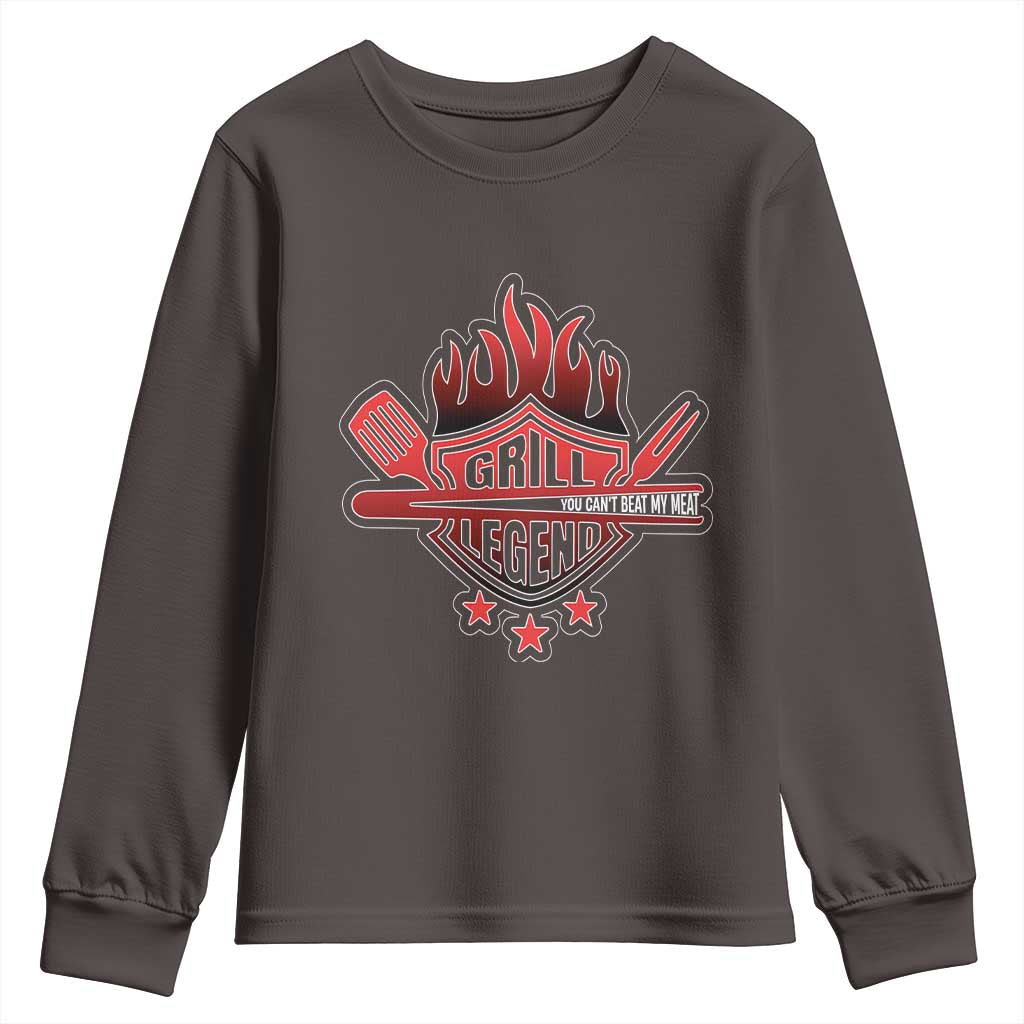 Funny BBQ Grilling Youth Sweatshirt Grill Lelend You Can't Beat My Meat