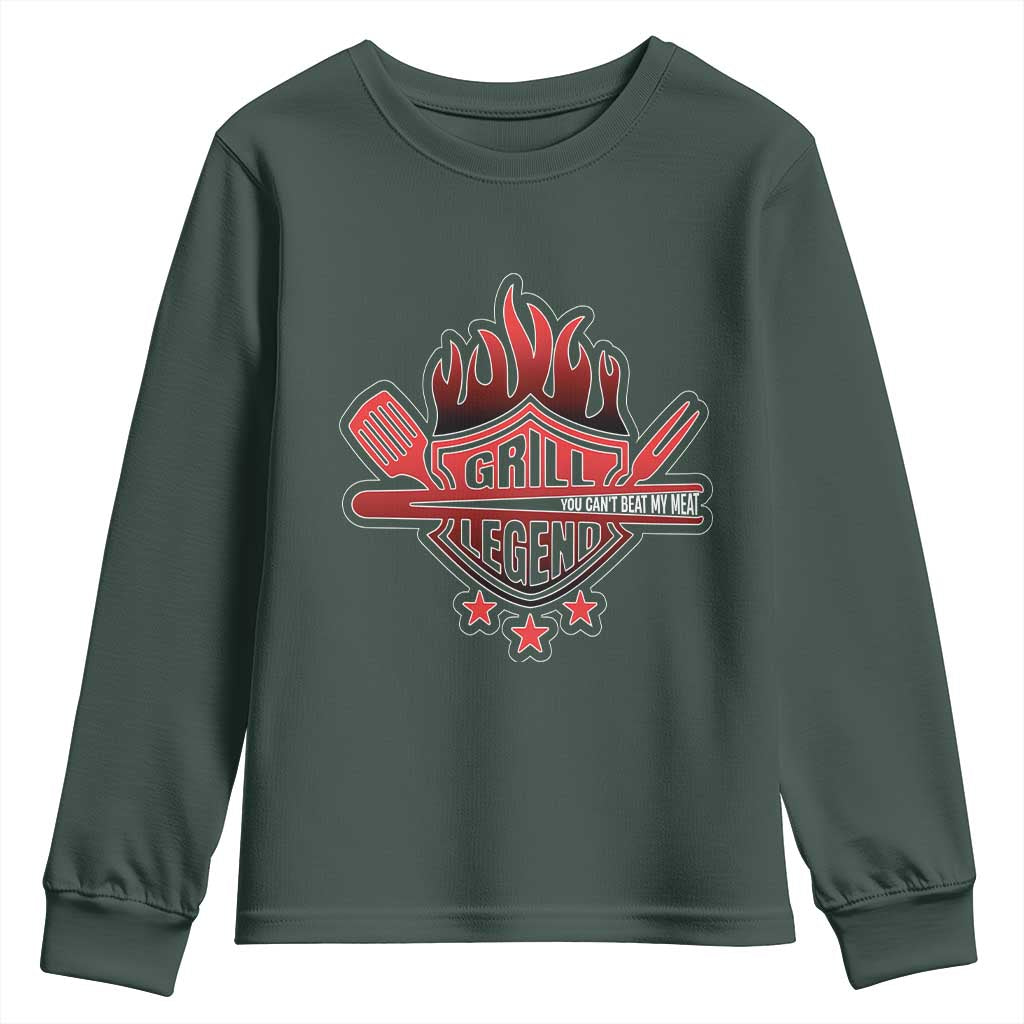 Funny BBQ Grilling Youth Sweatshirt Grill Lelend You Can't Beat My Meat