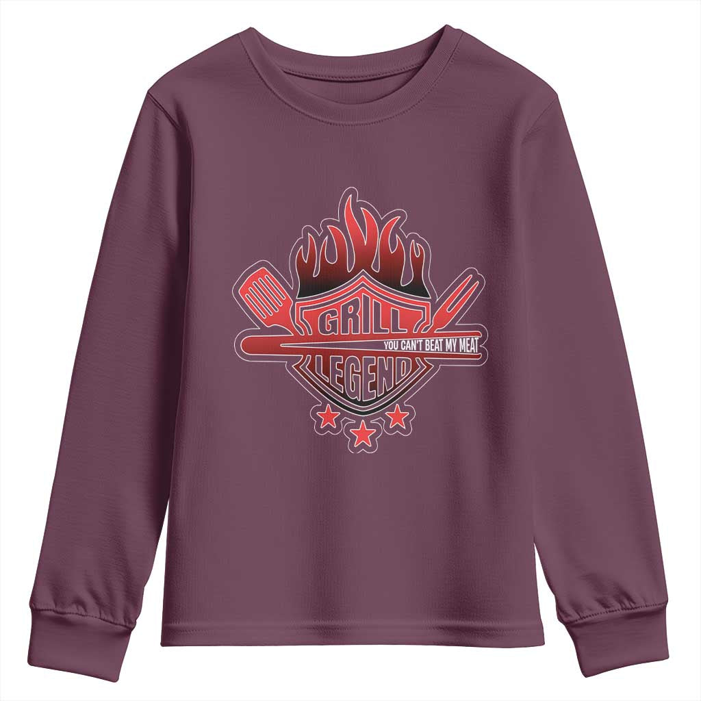 Funny BBQ Grilling Youth Sweatshirt Grill Lelend You Can't Beat My Meat