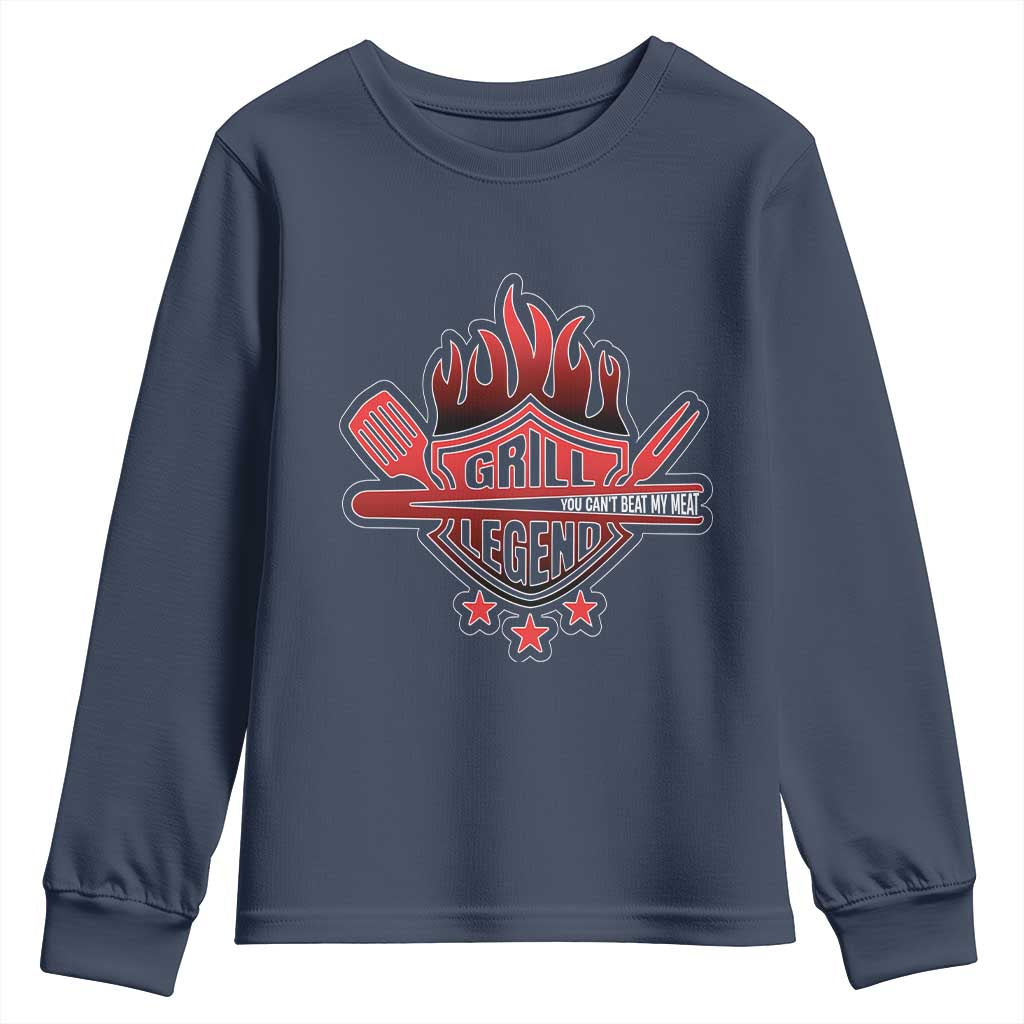 Funny BBQ Grilling Youth Sweatshirt Grill Lelend You Can't Beat My Meat