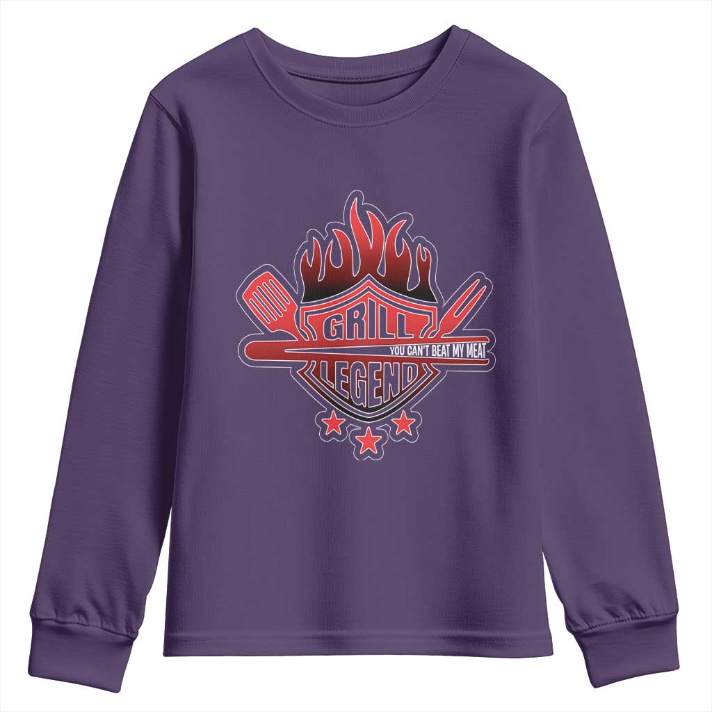 Funny BBQ Grilling Youth Sweatshirt Grill Lelend You Can't Beat My Meat