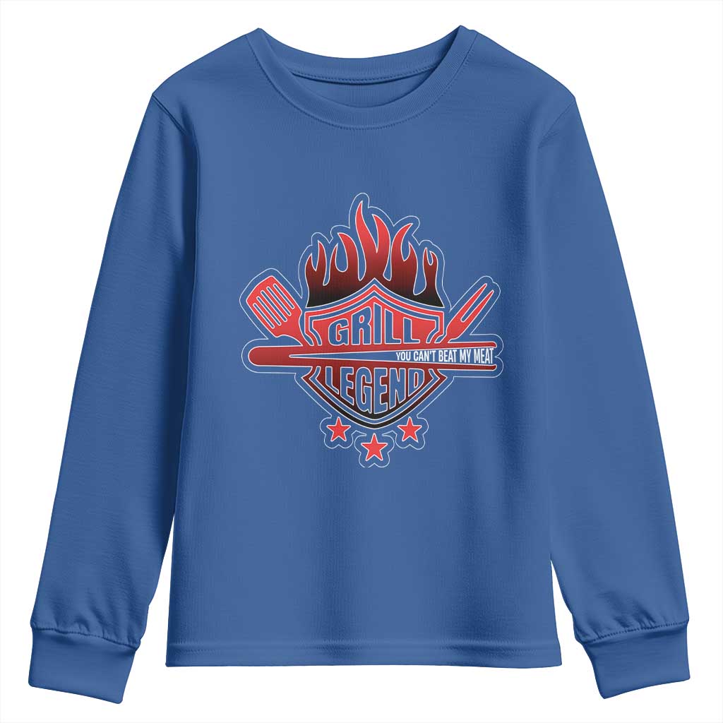 Funny BBQ Grilling Youth Sweatshirt Grill Lelend You Can't Beat My Meat