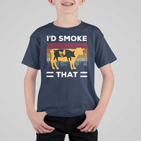 Funny I'd Smoke That T Shirt For Kid Grilling BBQ Weed Retro