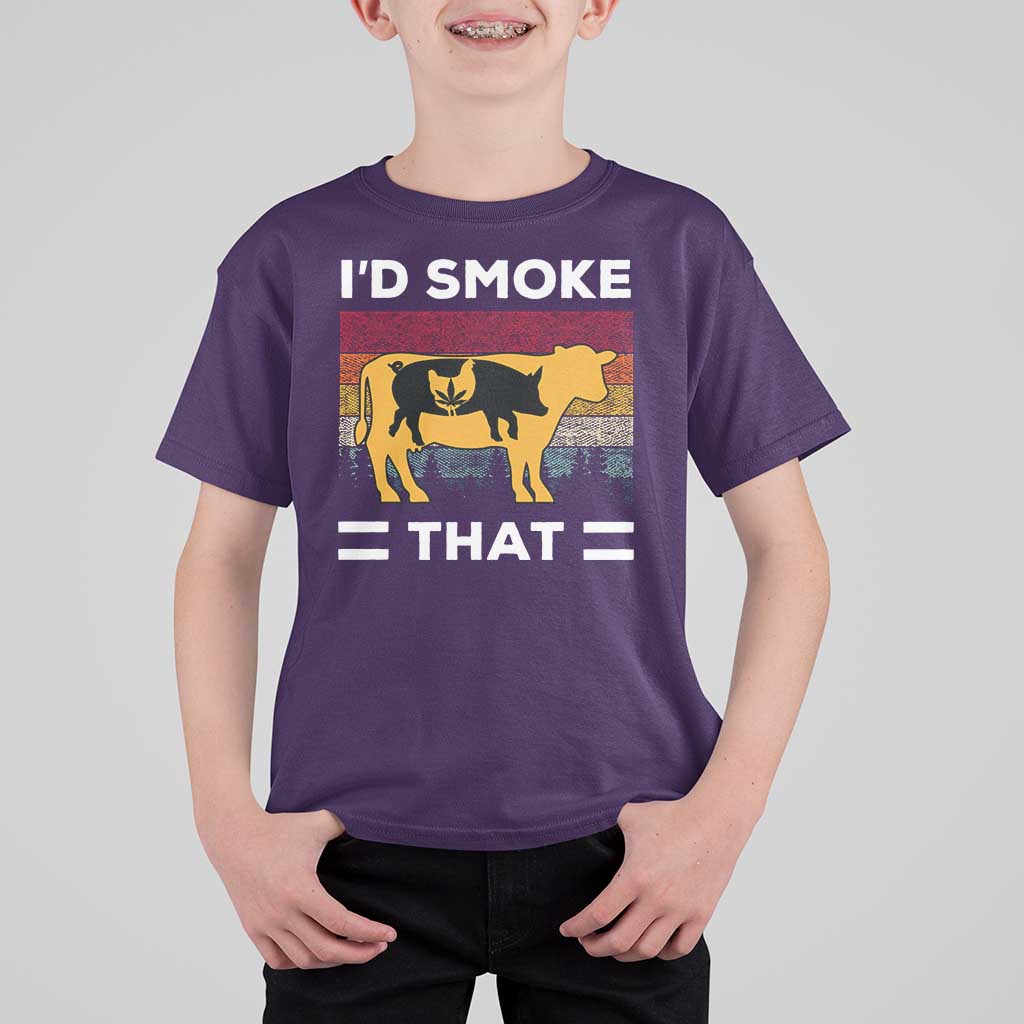 Funny I'd Smoke That T Shirt For Kid Grilling BBQ Weed Retro