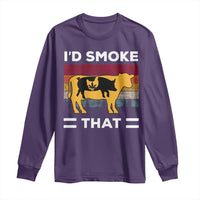 Funny I'd Smoke That Long Sleeve Shirt Grilling BBQ Weed Retro