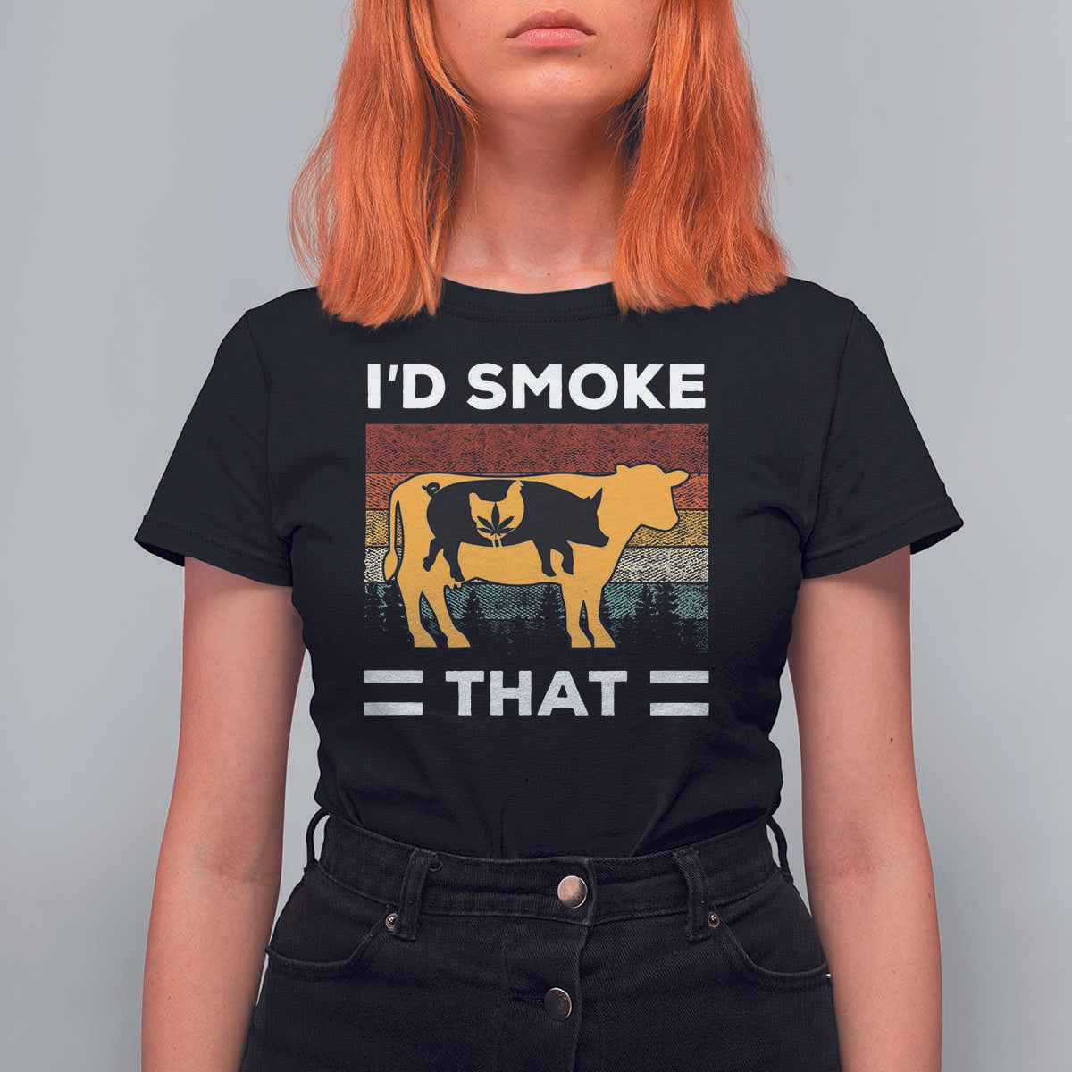 Funny I'd Smoke That T Shirt For Women Grilling BBQ Weed Retro - Wonder Print Shop