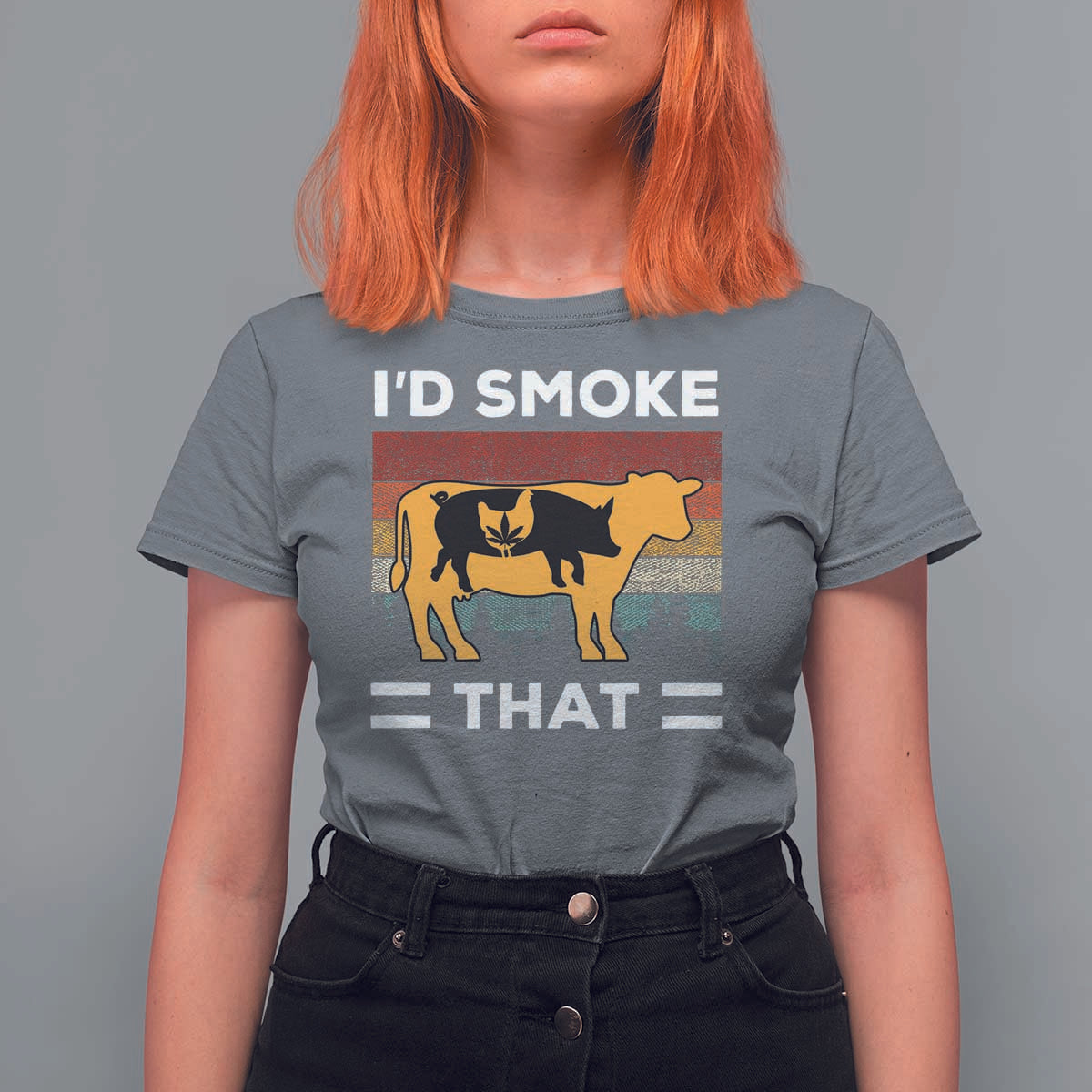 Funny I'd Smoke That T Shirt For Women Grilling BBQ Weed Retro - Wonder Print Shop