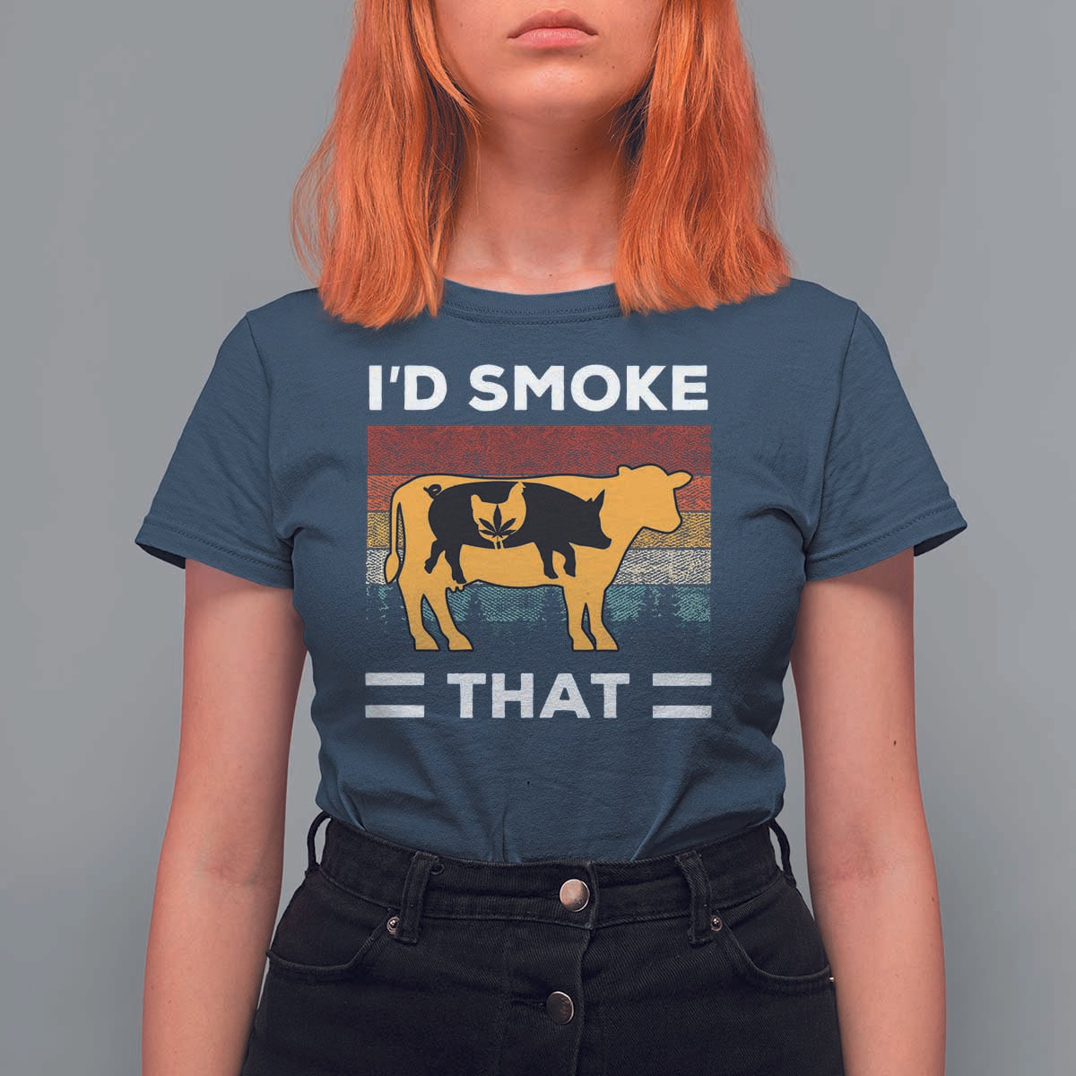 Funny I'd Smoke That T Shirt For Women Grilling BBQ Weed Retro - Wonder Print Shop