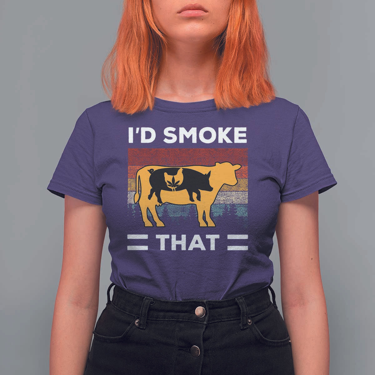 Funny I'd Smoke That T Shirt For Women Grilling BBQ Weed Retro - Wonder Print Shop