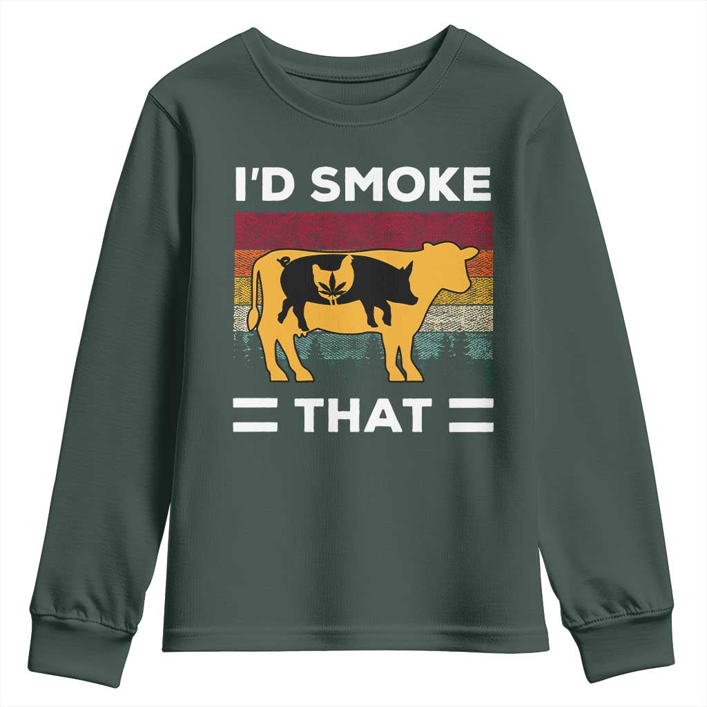 Funny I'd Smoke That Youth Sweatshirt Grilling BBQ Weed Retro