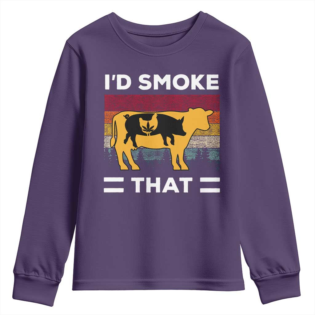 Funny I'd Smoke That Youth Sweatshirt Grilling BBQ Weed Retro