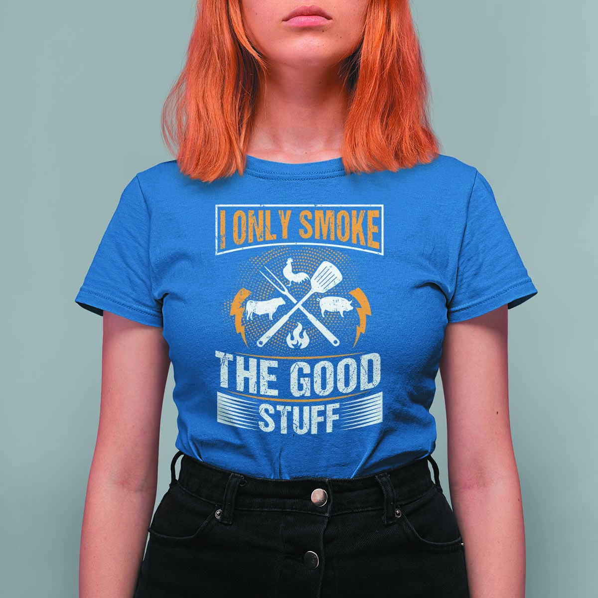 Funny BBQ Grilling Pitmaster T Shirt For Women I Only Smoke The Good Stuff - Wonder Print Shop