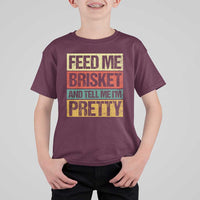 Funny Pitmaster BBQ T Shirt For Kid Feed Me Brisket Retro Smoker Grilling