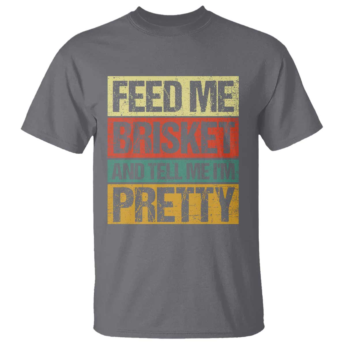 Funny Pitmaster BBQ T Shirt Feed Me Brisket Retro Smoker Grilling - Wonder Print Shop