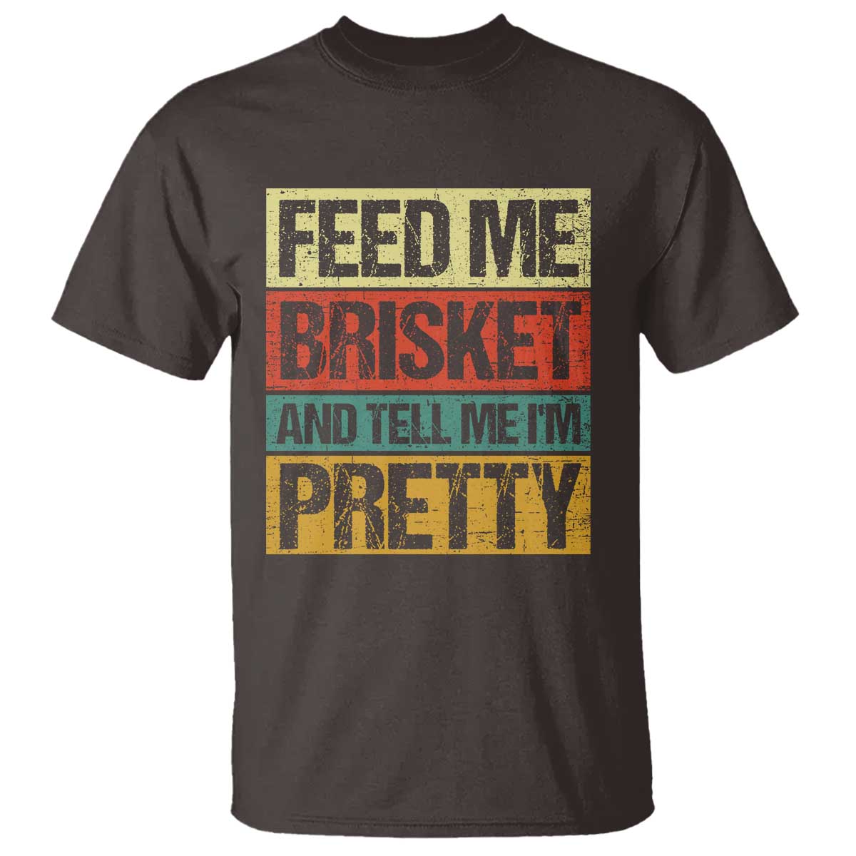 Funny Pitmaster BBQ T Shirt Feed Me Brisket Retro Smoker Grilling - Wonder Print Shop