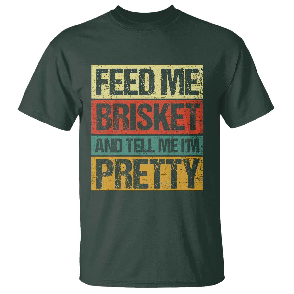 Funny Pitmaster BBQ T Shirt Feed Me Brisket Retro Smoker Grilling - Wonder Print Shop