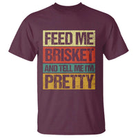 Funny Pitmaster BBQ T Shirt Feed Me Brisket Retro Smoker Grilling - Wonder Print Shop