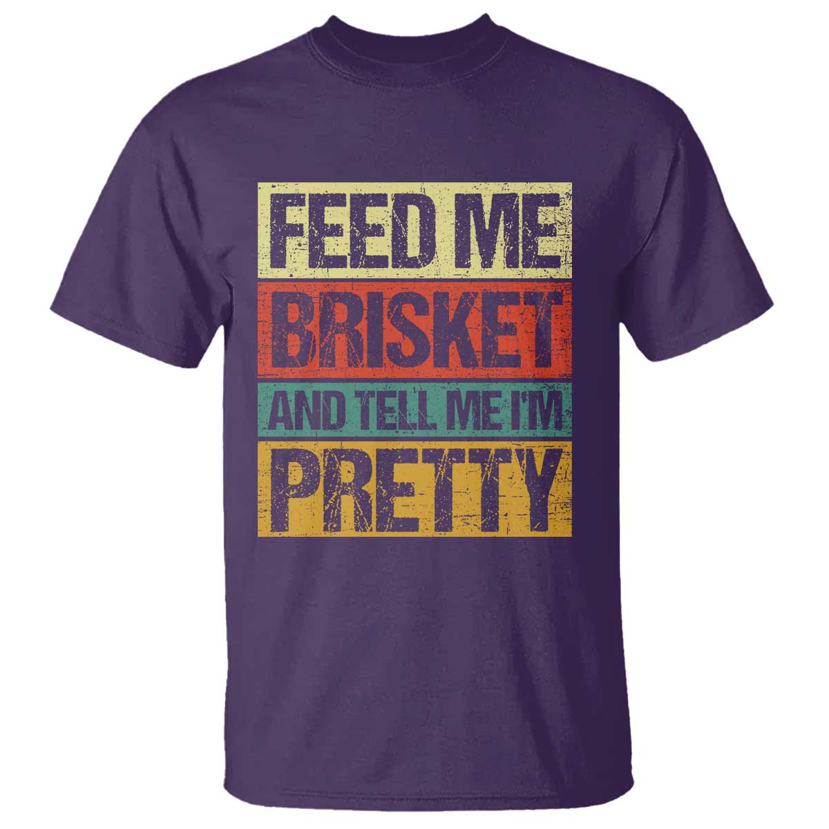 Funny Pitmaster BBQ T Shirt Feed Me Brisket Retro Smoker Grilling - Wonder Print Shop