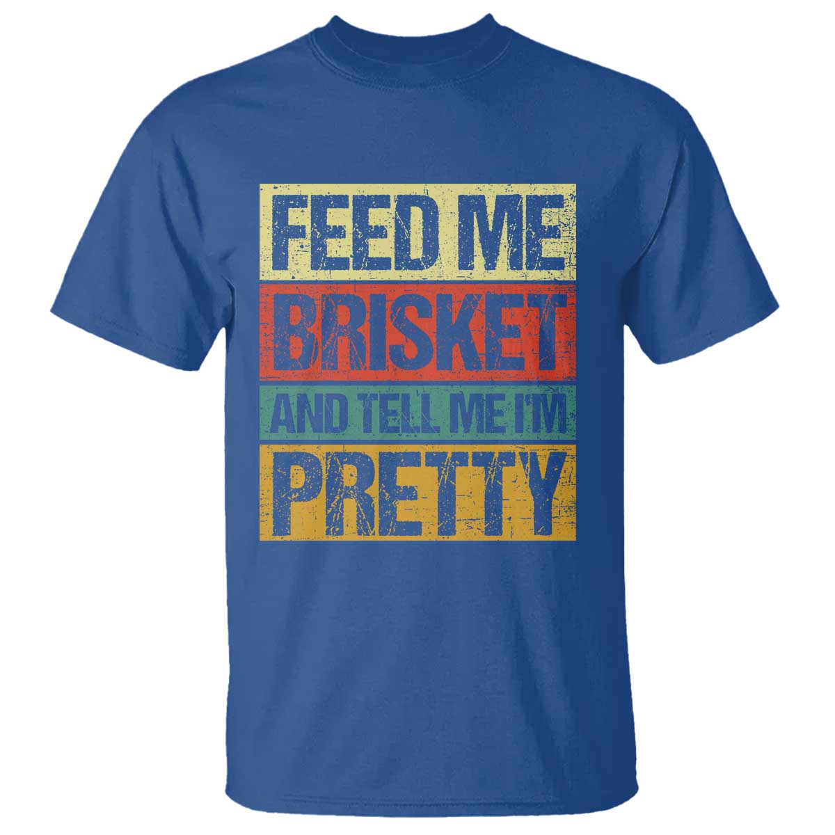 Funny Pitmaster BBQ T Shirt Feed Me Brisket Retro Smoker Grilling - Wonder Print Shop