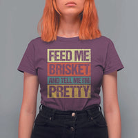 Funny Pitmaster BBQ T Shirt For Women Feed Me Brisket Retro Smoker Grilling - Wonder Print Shop