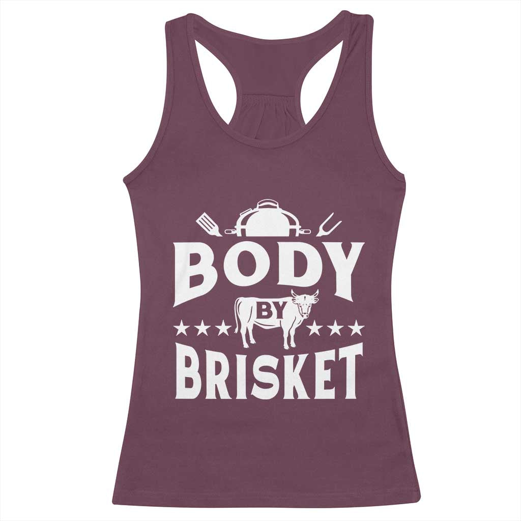 Funny Pitmaster BBQ Racerback Tank Top Body By Brisket Smoker Grilling