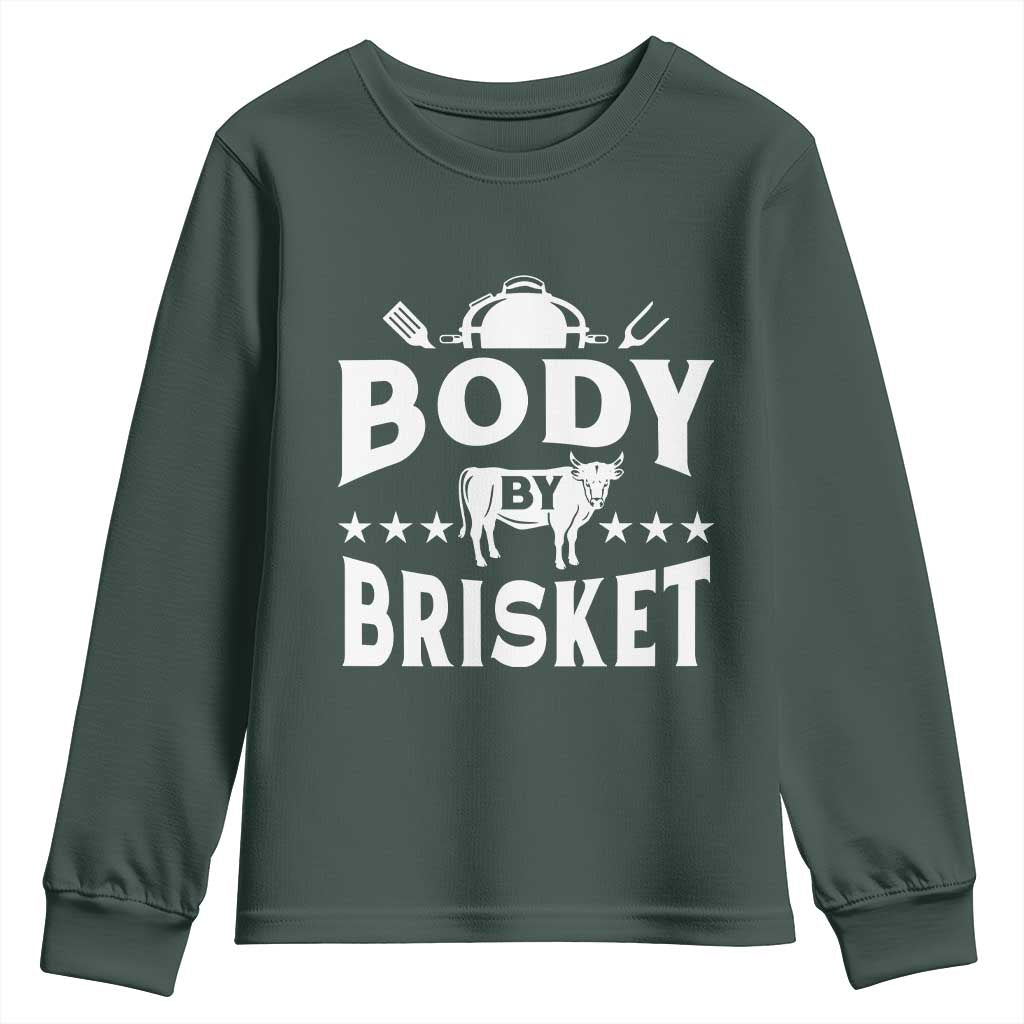 Funny Pitmaster BBQ Youth Sweatshirt Body By Brisket Smoker Grilling