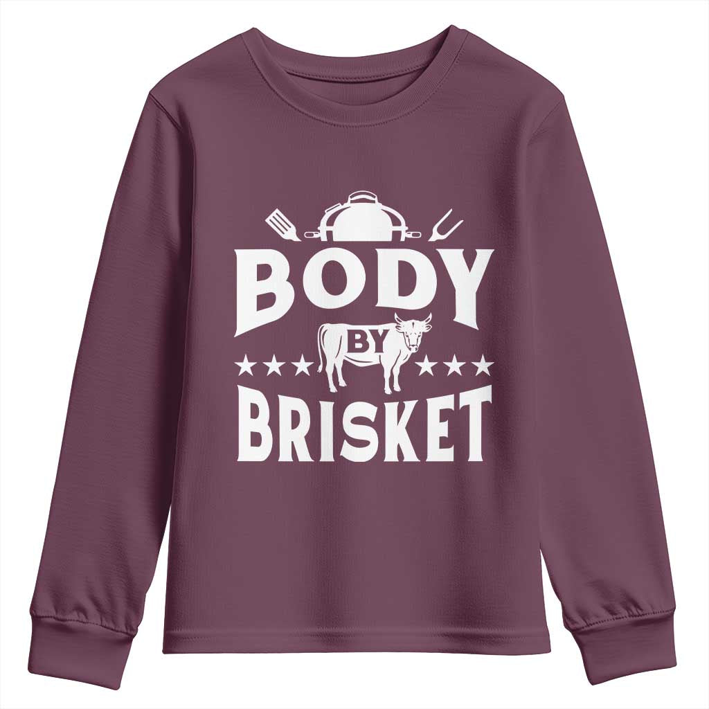 Funny Pitmaster BBQ Youth Sweatshirt Body By Brisket Smoker Grilling
