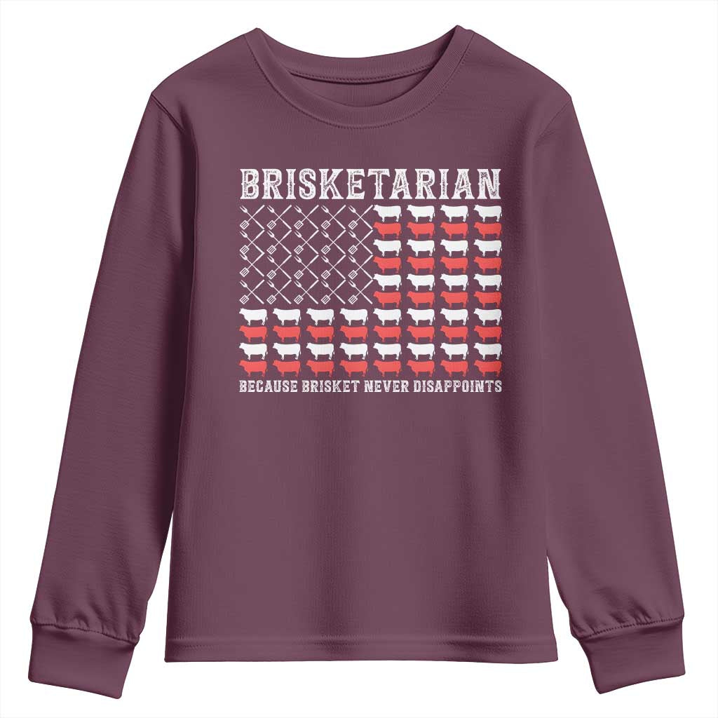 Funny BBQ Lover Youth Sweatshirt Brisketarian Because Brisket Never Disappoints