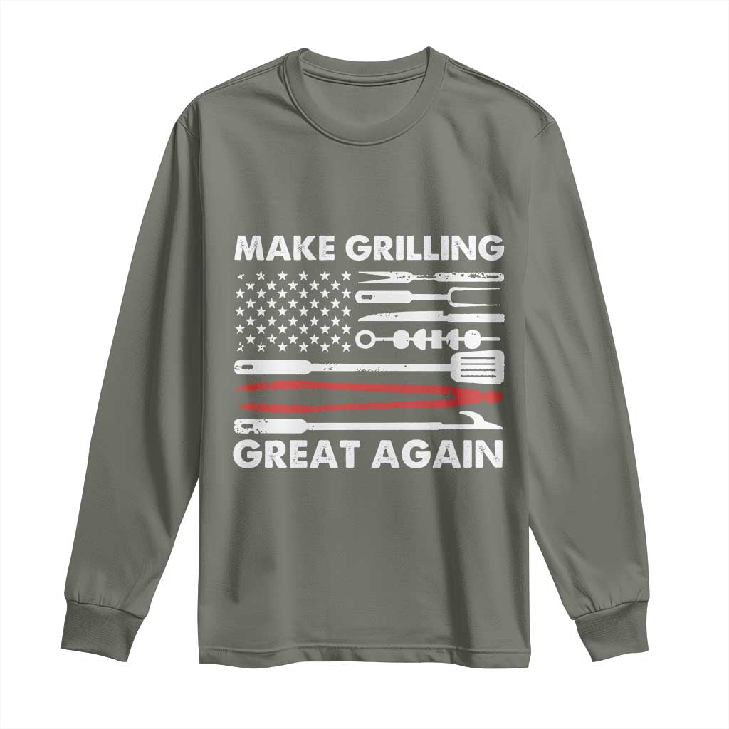 Funny BBQ Grilling Pitmaster Long Sleeve Shirt Make Grilling Great Again Chef Smoking Tools