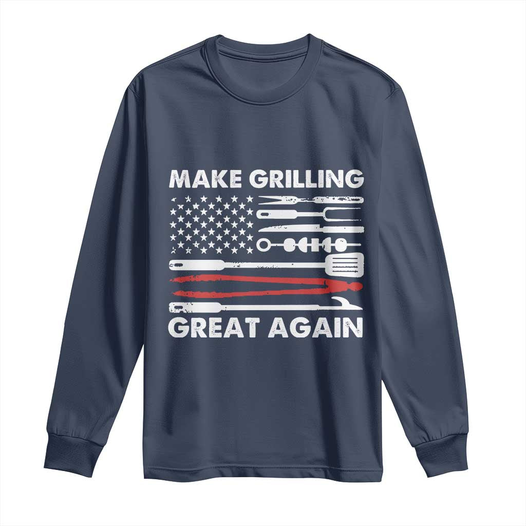 Funny BBQ Grilling Pitmaster Long Sleeve Shirt Make Grilling Great Again Chef Smoking Tools