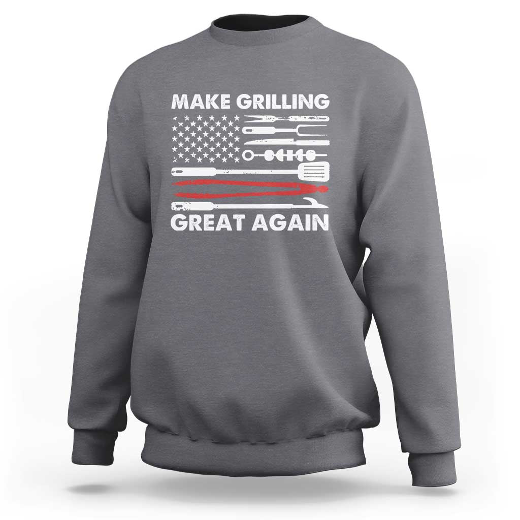 Funny BBQ Grilling Pitmaster Sweatshirt Make Grilling Great Again Chef Smoking Tools