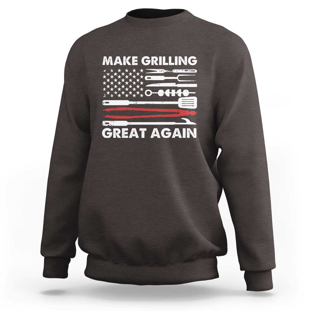 Funny BBQ Grilling Pitmaster Sweatshirt Make Grilling Great Again Chef Smoking Tools