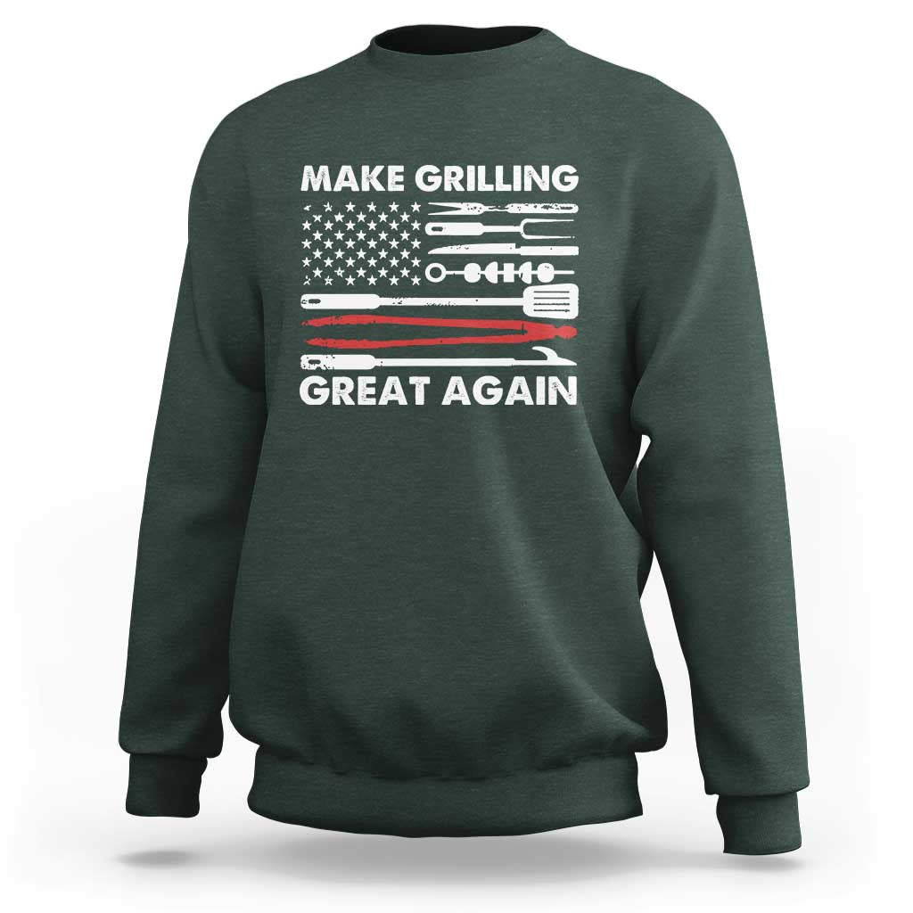 Funny BBQ Grilling Pitmaster Sweatshirt Make Grilling Great Again Chef Smoking Tools