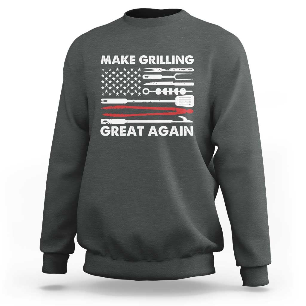 Funny BBQ Grilling Pitmaster Sweatshirt Make Grilling Great Again Chef Smoking Tools