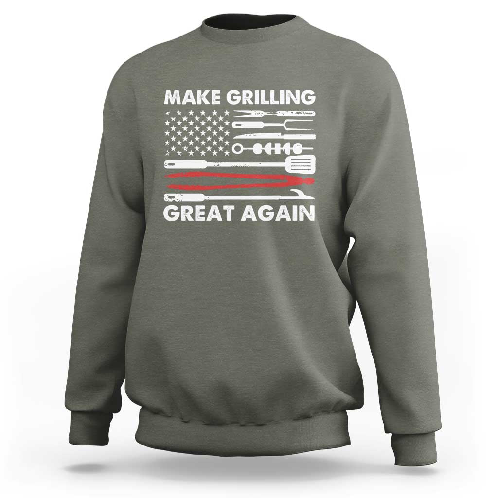 Funny BBQ Grilling Pitmaster Sweatshirt Make Grilling Great Again Chef Smoking Tools